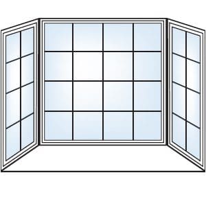 Bay Colonial grill pattern, bay windows