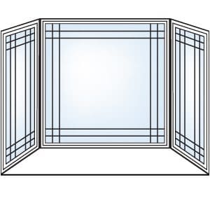 Bay Double Prairie grill pattern, bay windows