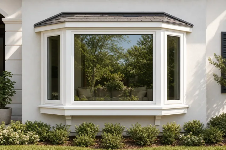 Bay window viewed from the front of a home