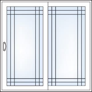 Double Prairie grill pattern, sliding glass doors