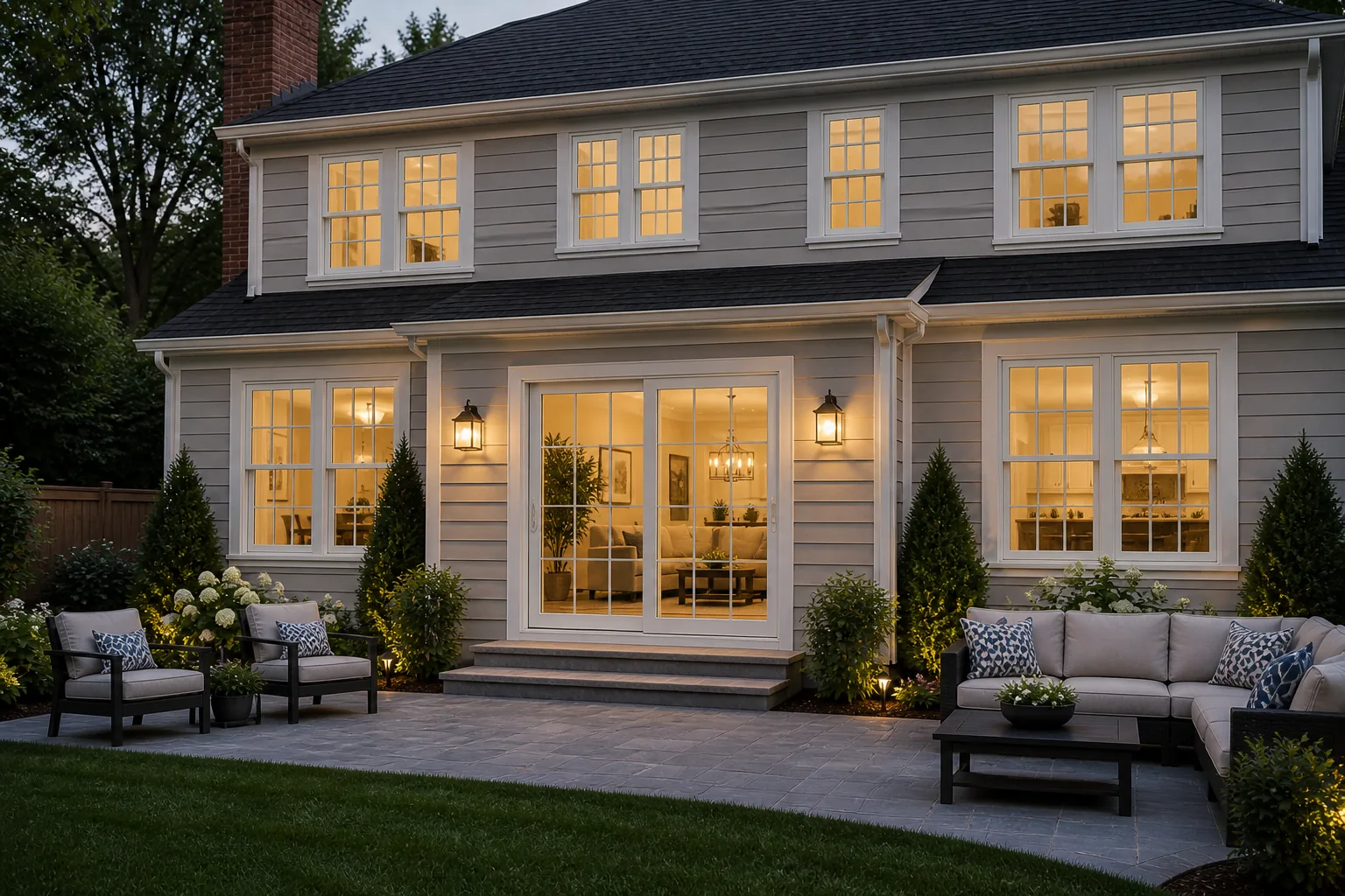 Colonial sliding glass doors, Central Florida home