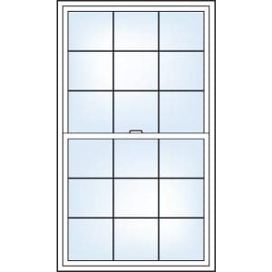 Colonial grill pattern, single hung windows