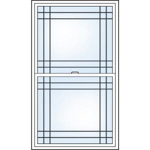 Double Prairie grill pattern, single hung windows