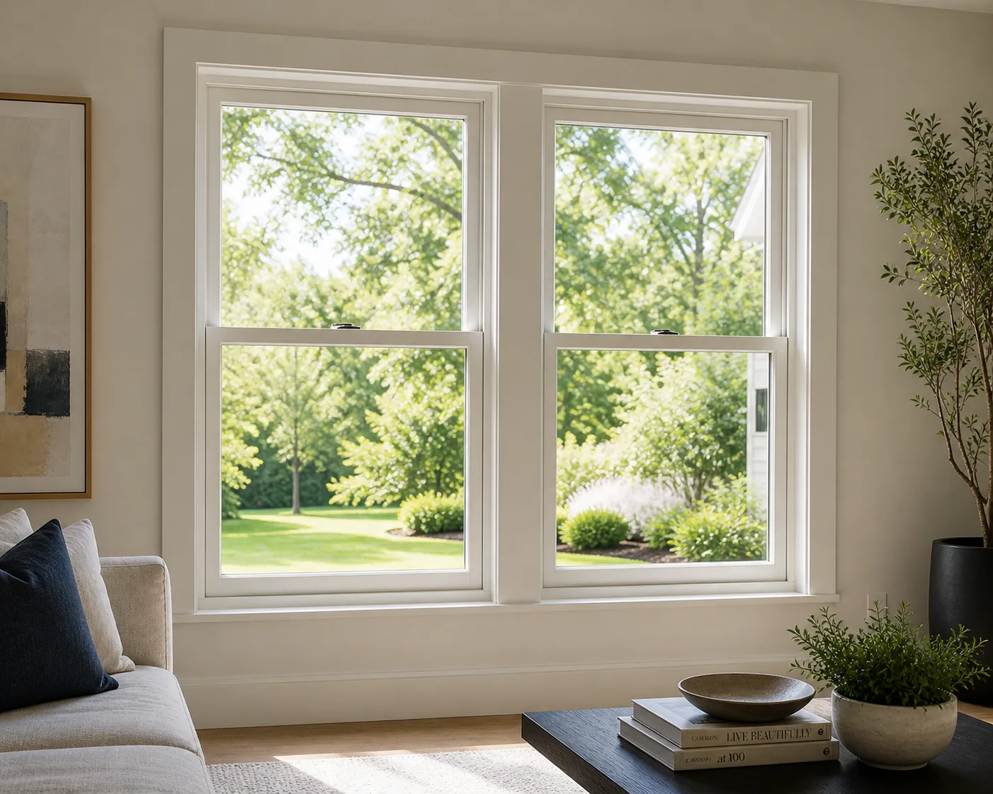 Modern interior with new double hung windows, energy efficient window replacement Lake Mary, FL