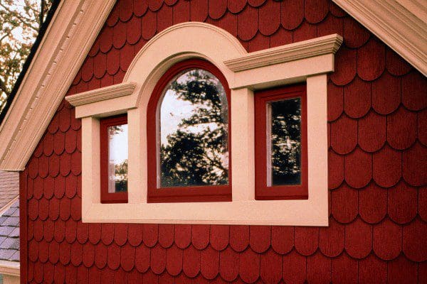 Geometric windows on brick exterior, Central Florida