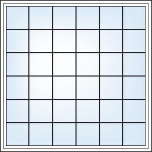 Colonial grill pattern, picture windows